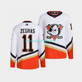 Camiseta Anaheim Ducks Trevor Zegras 11 Adidas 2022-2023 Reverse Retro Branco Authentic - Homem